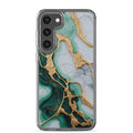 Emerald Green Marble Gold Veins Clear Case for Samsung Galaxy S23 Plus – Luxury Stone Protective Cover