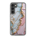Pastel Marble Gold Clear Case for Samsung Galaxy S23 Plus – Elegant Abstract Protective Cover