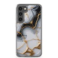 Black & White Marble Gold Clear Case for Samsung Galaxy S23 Plus – Elegant Marble Protective Cover