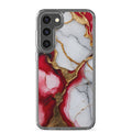 Red Marble Gold Veins Clear Case for Samsung Galaxy S23 Plus – Luxury Abstract Protective Cover