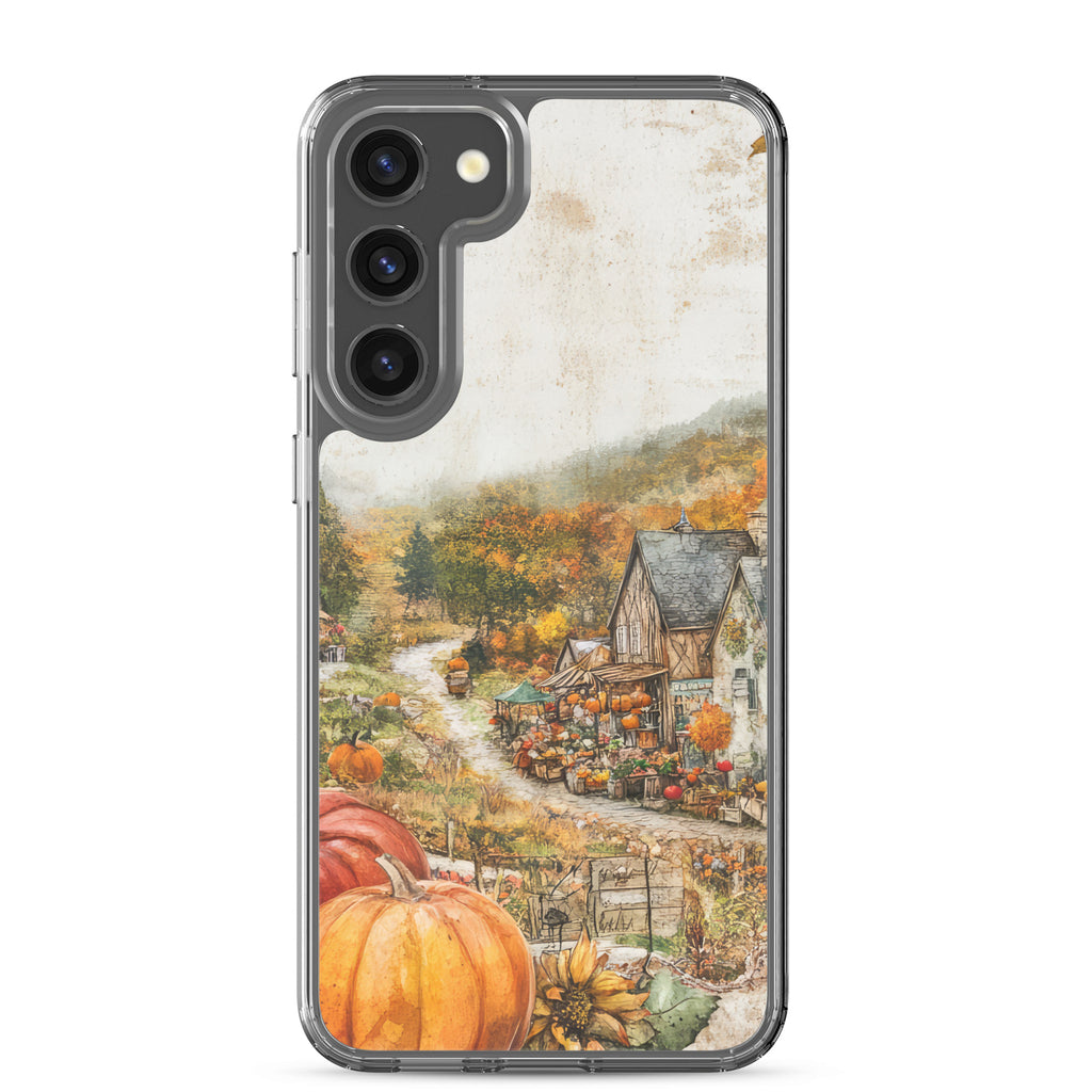 Autumn Village Clear Case for Samsung Galaxy S23 Plus – Cozy Fall Countryside Protective Cover