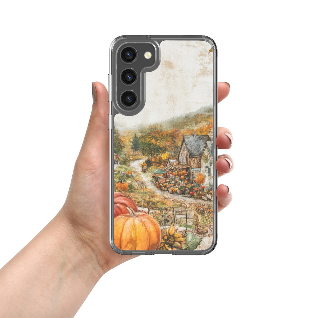 Autumn Village Clear Case for Samsung Galaxy S23 Plus – Cozy Fall Countryside Protective Cover