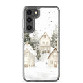 Snowy Winter Village Clear Case for Samsung Galaxy S23 Plus – Cozy Holiday Protective Cover
