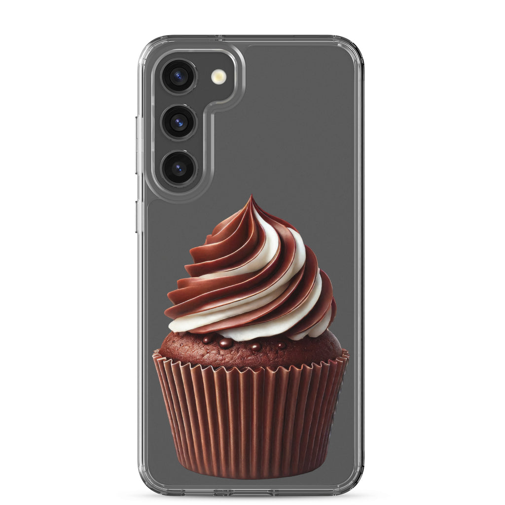 Chocolate Swirl Cupcake Clear Case for Samsung Galaxy S23 Plus – Dessert-Inspired Protective Cover