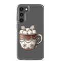Festive Winter Mug Clear Case for Samsung Galaxy S23 Plus – Cozy Holiday Hot Cocoa Protective Cover