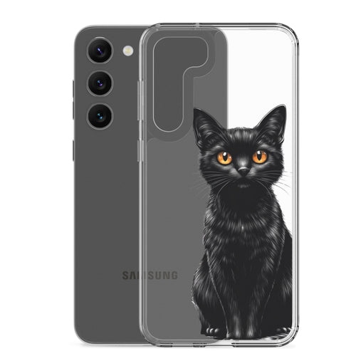 Black Cat Clear Case for Samsung Galaxy S23 Plus – Elegant Minimal Protective Cover
