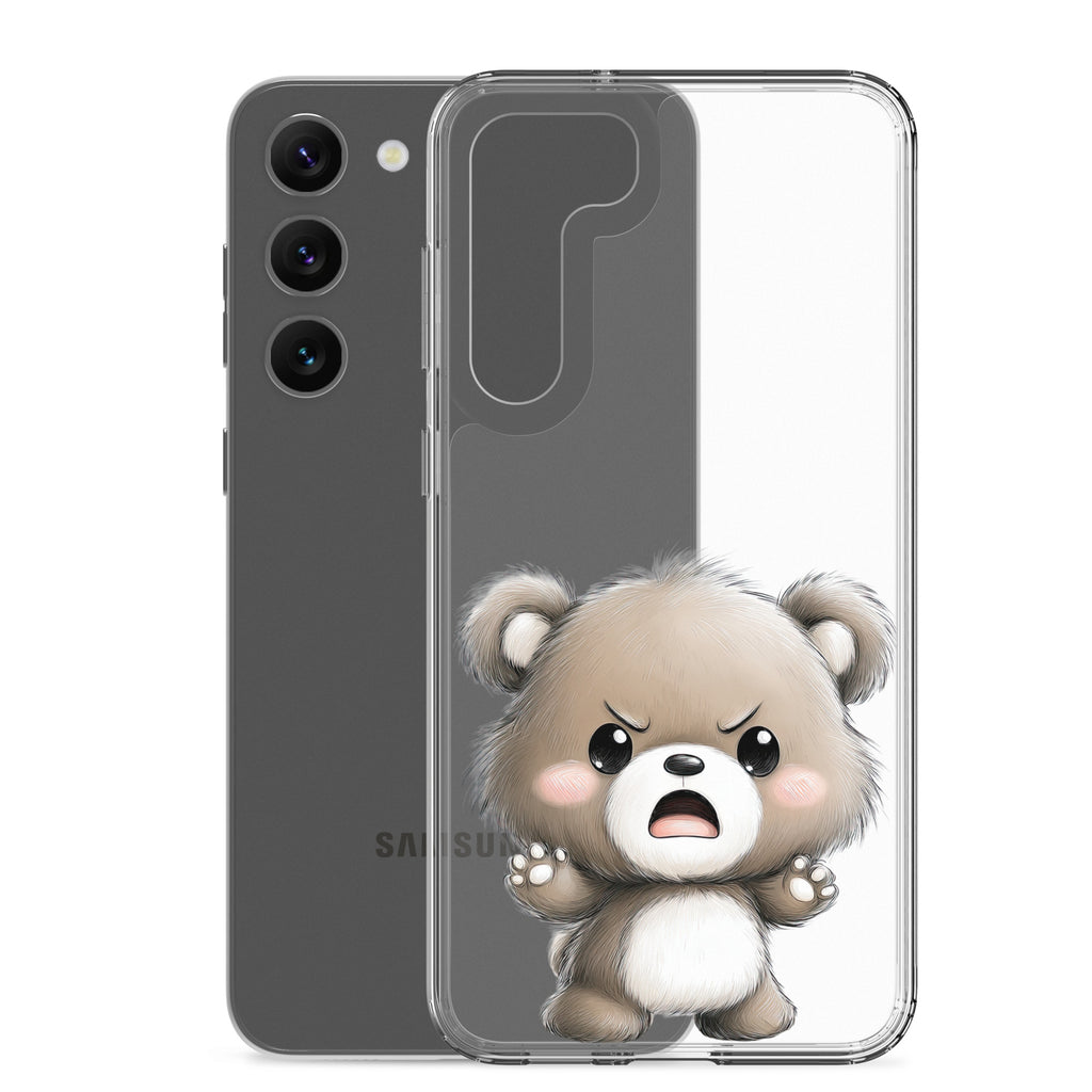 Cute Angry Bear Clear Case for Samsung Galaxy S23 Plus – Playful Cartoon Protective Cover