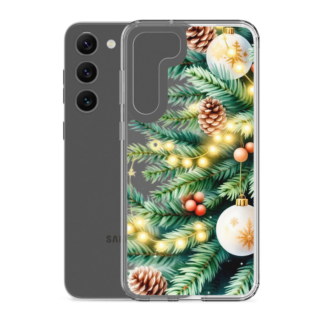 Christmas Pine Branches Clear Case for Samsung Galaxy S23 Plus – Festive Winter Protective Cover