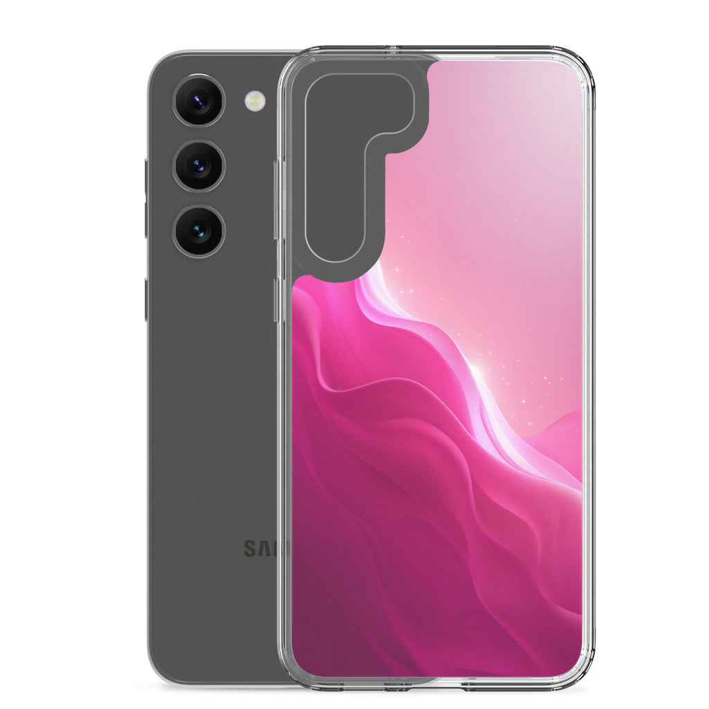 Pink Gradient Waves Dream Clear Case for Samsung Galaxy S23 Plus – Minimal Abstract Protective Cover