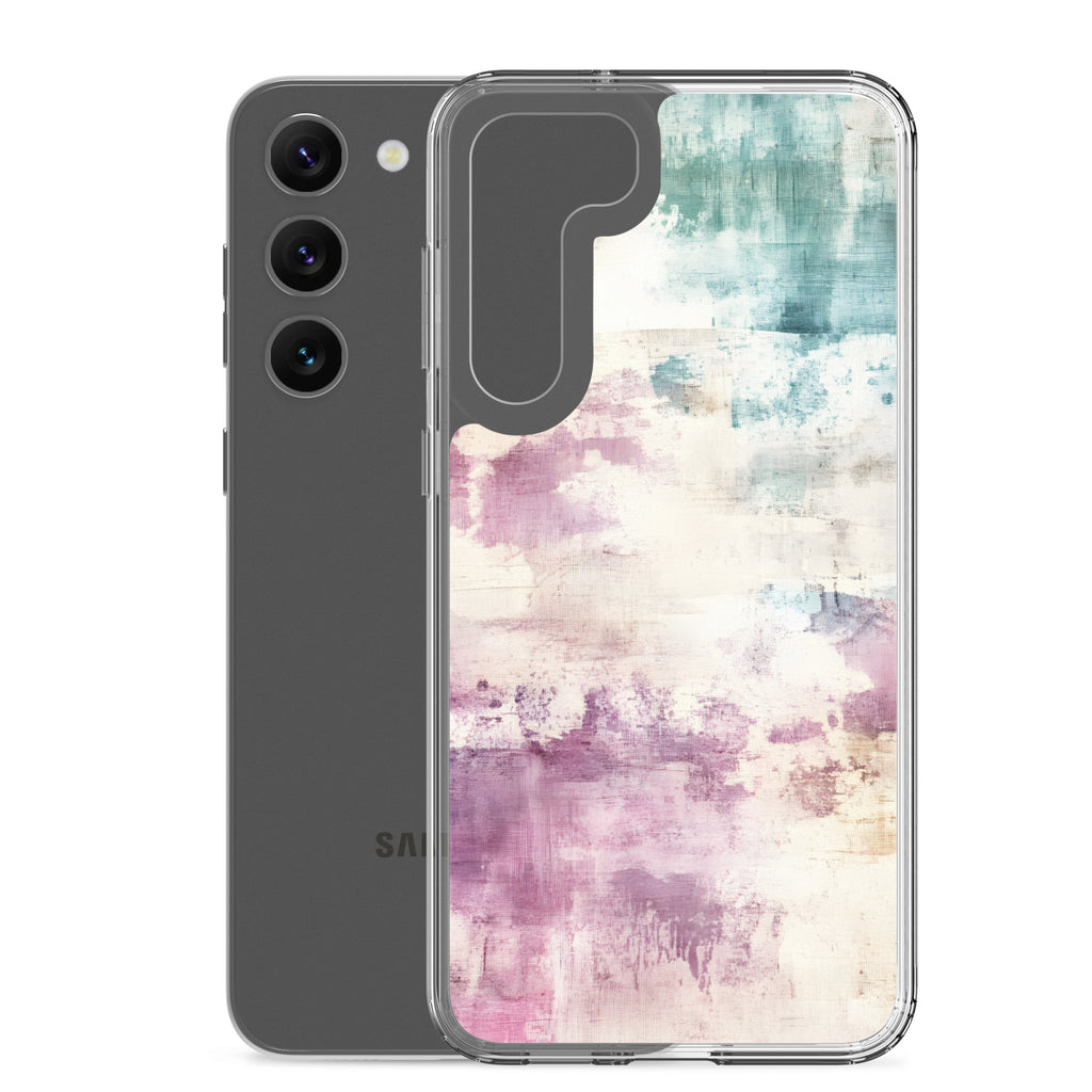 Soft Abstract Pastel Clear Case for Samsung Galaxy S23 Plus – Modern Watercolor Protective Cover