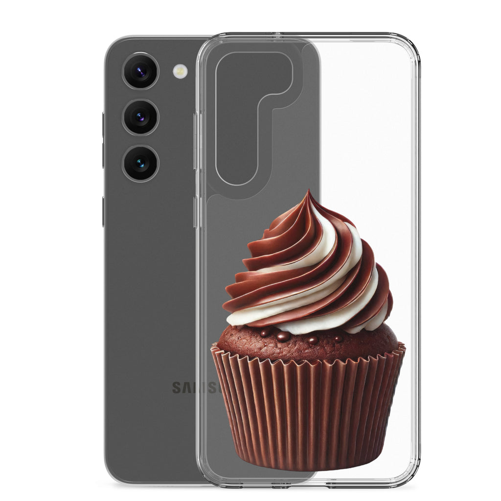 Chocolate Swirl Cupcake Clear Case for Samsung Galaxy S23 Plus – Dessert-Inspired Protective Cover