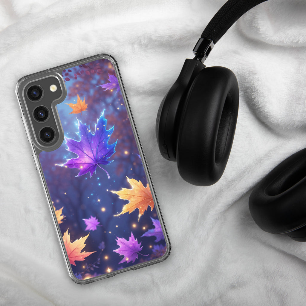 Autumn Leaves Glow Clear Case for Samsung Galaxy S23 Plus – Magical Nature Protective Cover