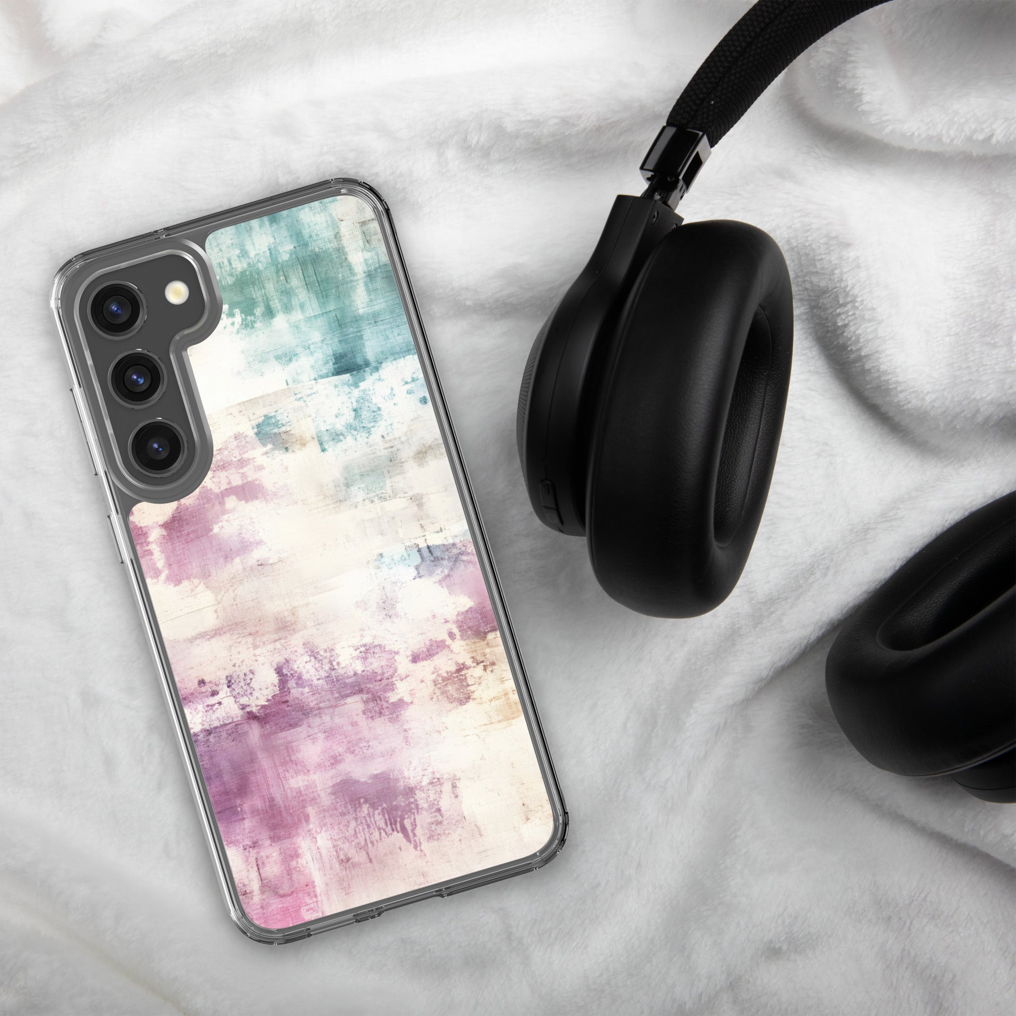 Soft Abstract Pastel Clear Case for Samsung Galaxy S23 Plus – Modern Watercolor Protective Cover