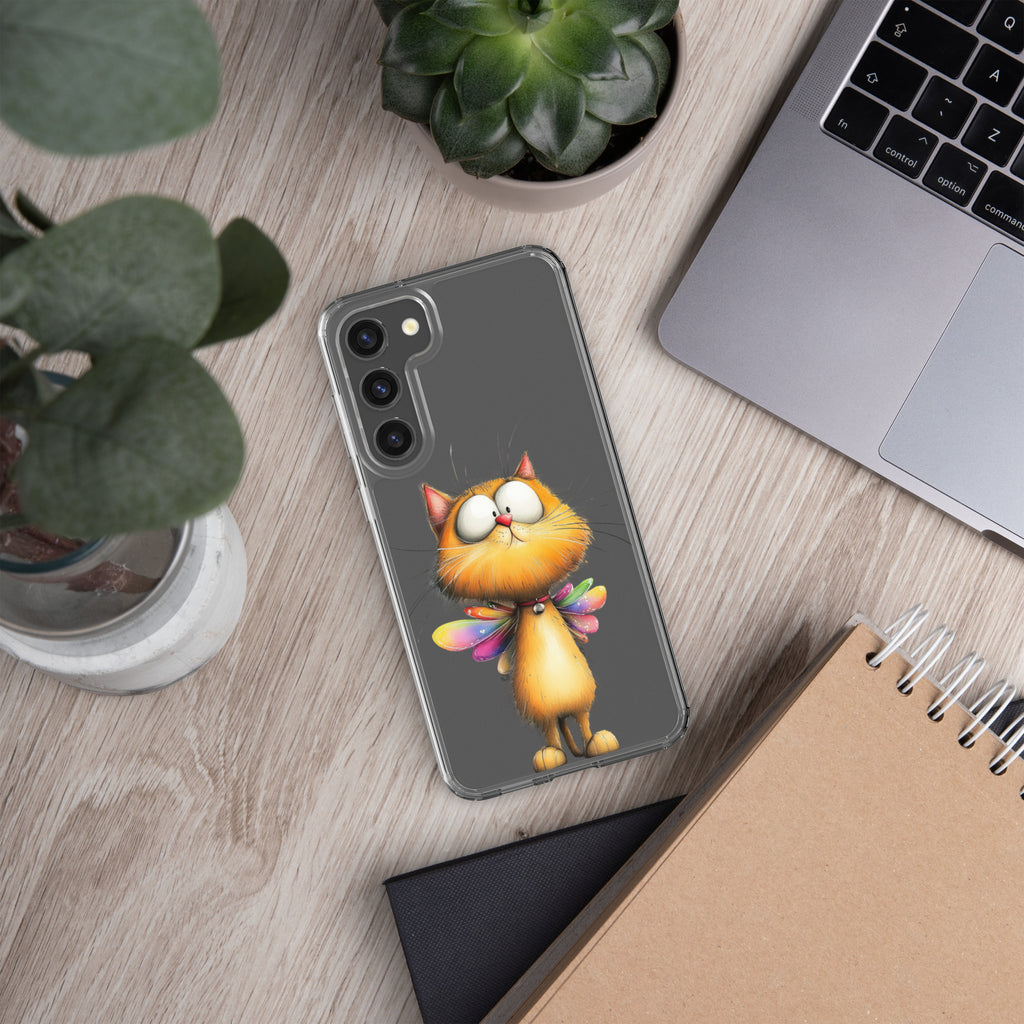 Whimsical Fairy Cat Clear Case for Samsung Galaxy S23 Plus – Playful Fantasy Protective Cover
