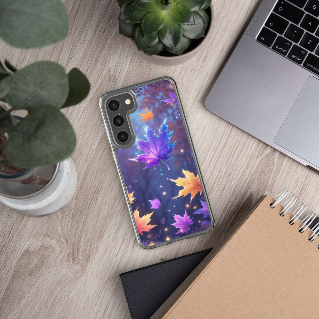 Autumn Leaves Glow Clear Case for Samsung Galaxy S23 Plus – Magical Nature Protective Cover
