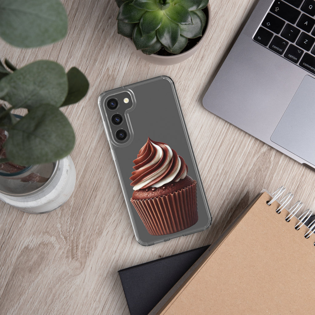 Chocolate Swirl Cupcake Clear Case for Samsung Galaxy S23 Plus – Dessert-Inspired Protective Cover