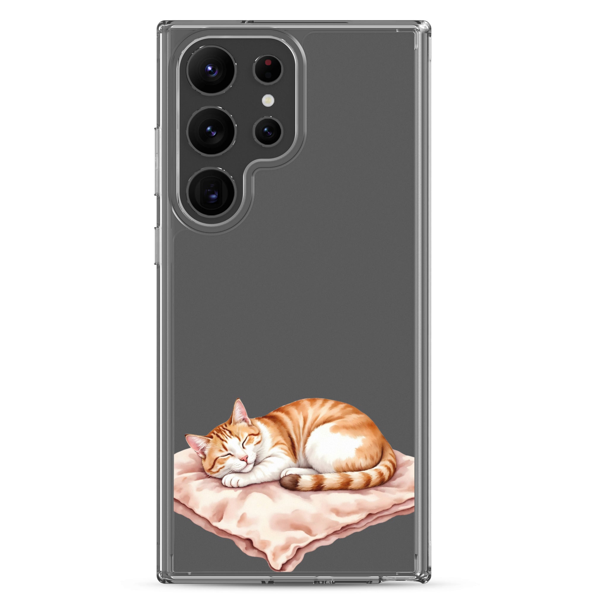 Sleeping Ginger Cat Clear Case for Samsung Galaxy S23 Ultra – Cozy Minimal Animal Protective Cover