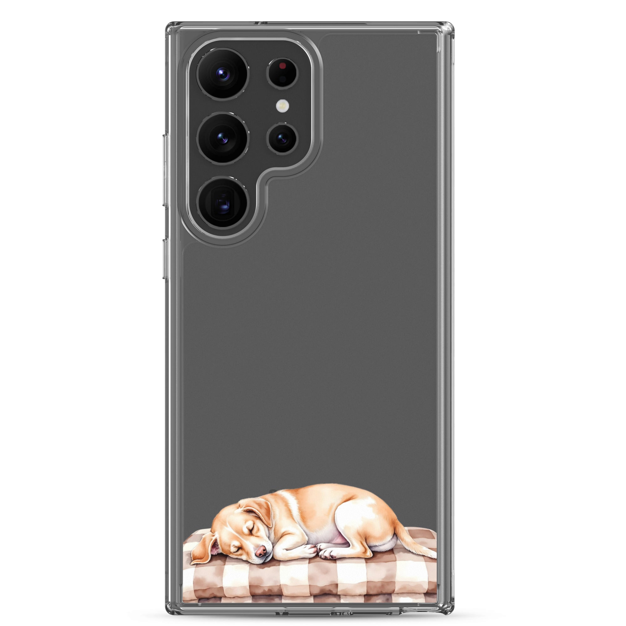Sleeping Puppy Clear Case for Samsung Galaxy S23 Ultra – Cozy Minimal Pet Protective Cover