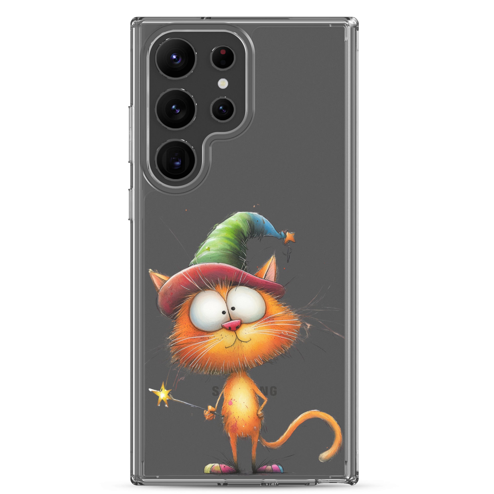 Wizard Cat Clear Case for Samsung Galaxy S23 Ultra – Cute Fantasy Protective Cover