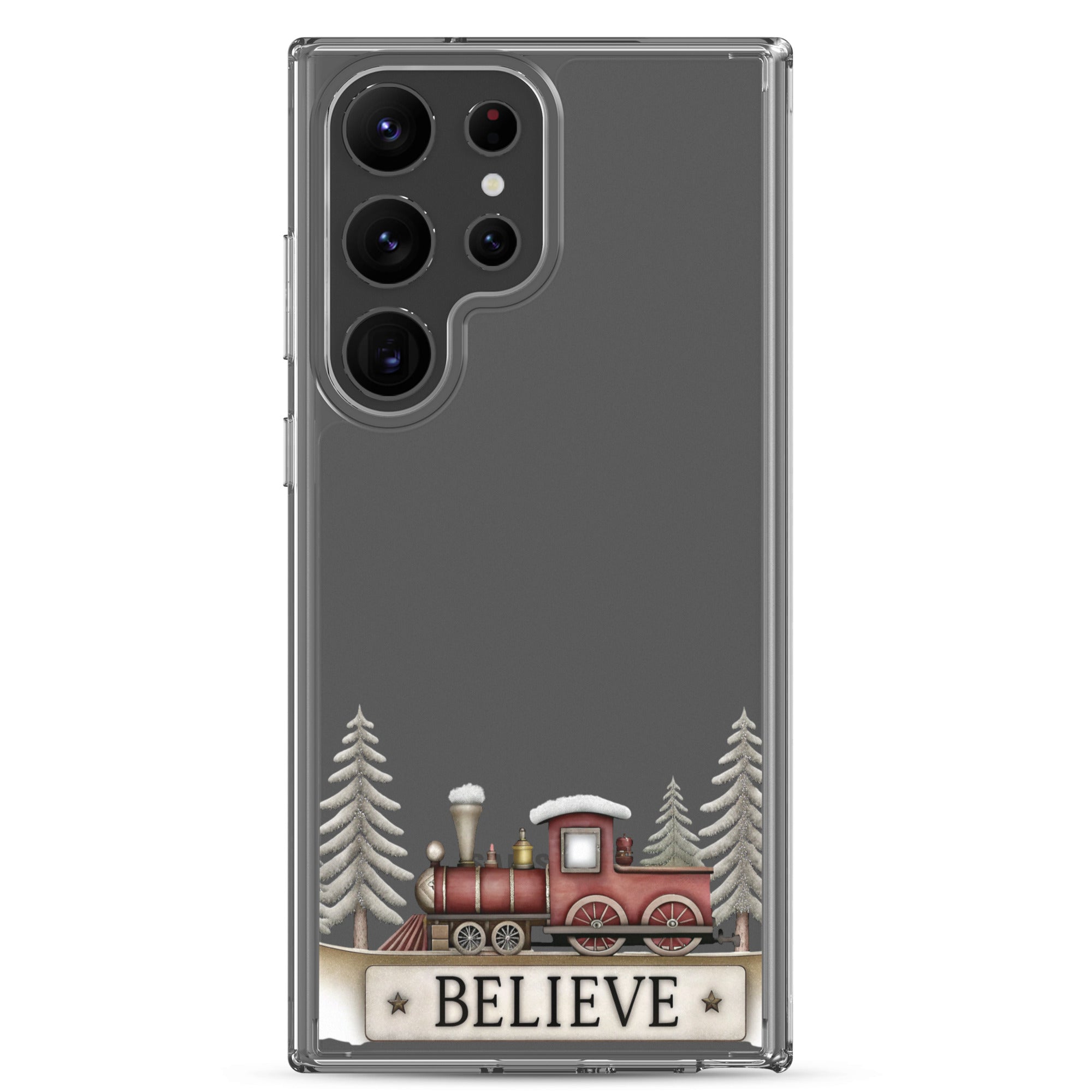 Believe Christmas Train Clear Case for Samsung Galaxy S23 Ultra – Festive Holiday Protective Cover