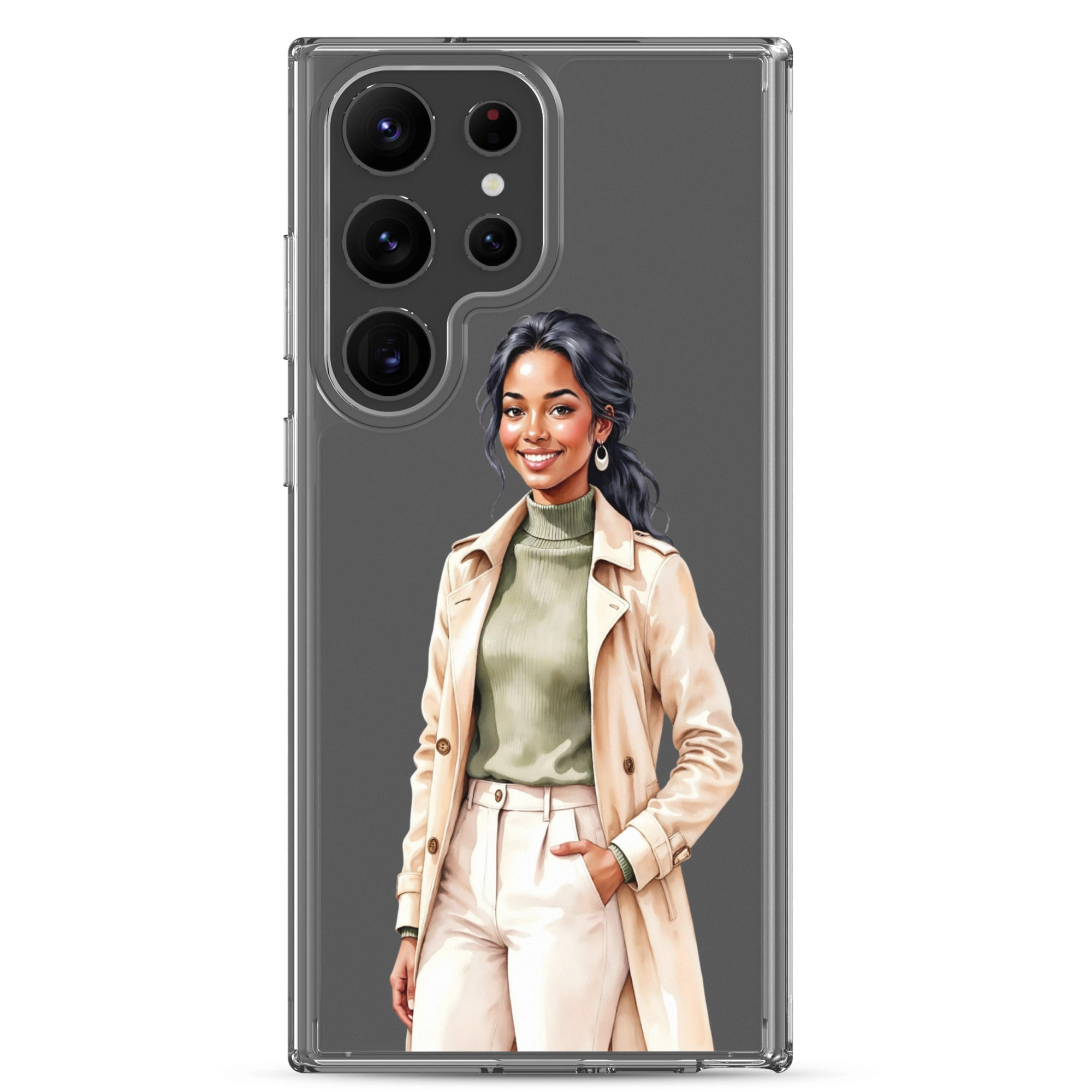 Elegant Fashion Woman Clear Case for Samsung Galaxy S23 Ultra – Modern Illustration Protective Cover