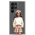 Chic Autumn Portrait Clear Case for Samsung Galaxy S23 Ultra – Elegant Minimalist Protective Cover
