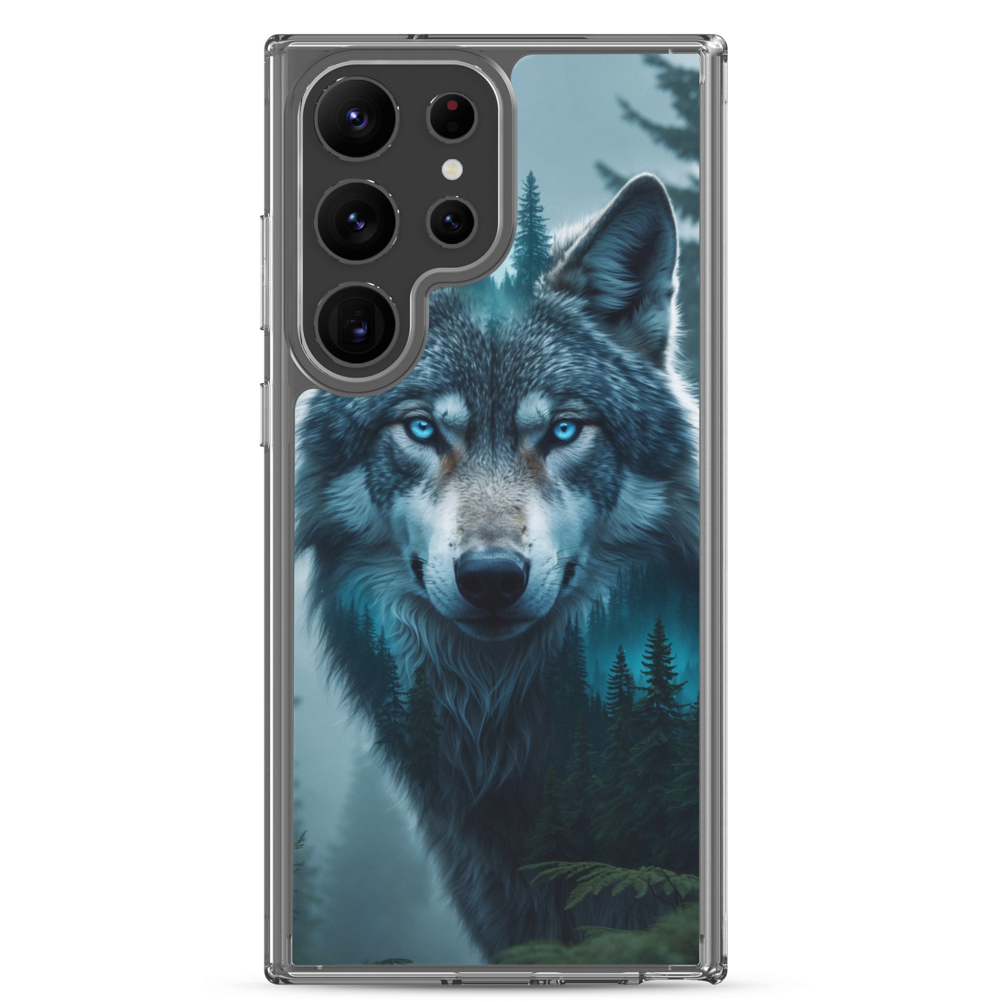 Mystic Forest Wolf Clear Case for Samsung Galaxy S23 Ultra – Dark Nature Art Protective Cover