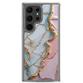 Pastel Marble Gold Clear Case for Samsung Galaxy S23 Ultra – Elegant Abstract Protective Cover
