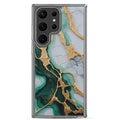 Emerald Green Marble Gold Veins Clear Case for Samsung Galaxy S23 Ultra – Luxury Stone Protective Cover