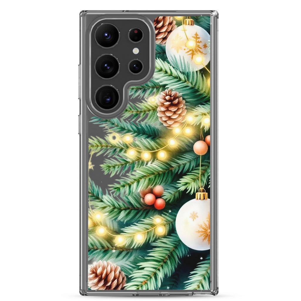 Christmas Pine Branches Clear Case for Samsung Galaxy S23 Ultra – Festive Winter Protective Cover