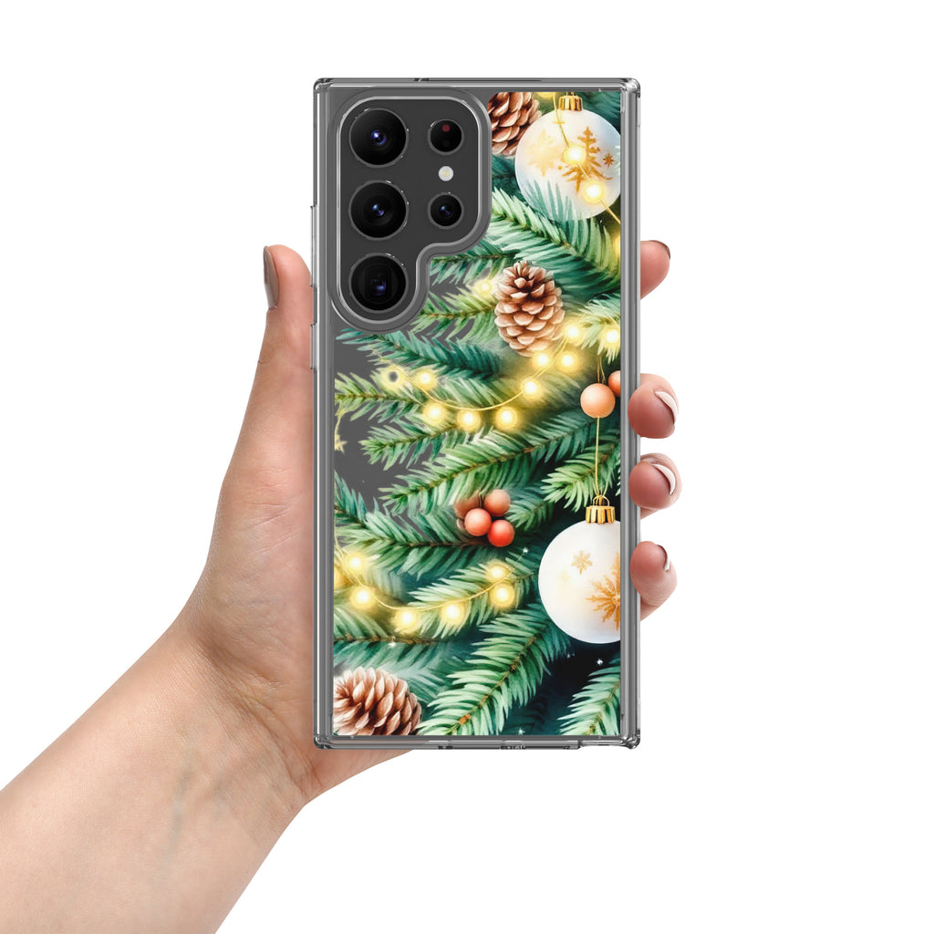 Christmas Pine Branches Clear Case for Samsung Galaxy S23 Ultra – Festive Winter Protective Cover