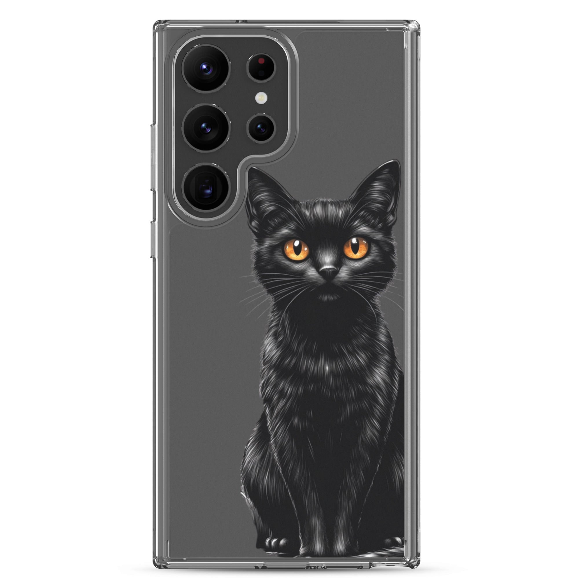 Black Cat Clear Case for Samsung Galaxy S23 Ultra – Elegant Minimal Protective Cover