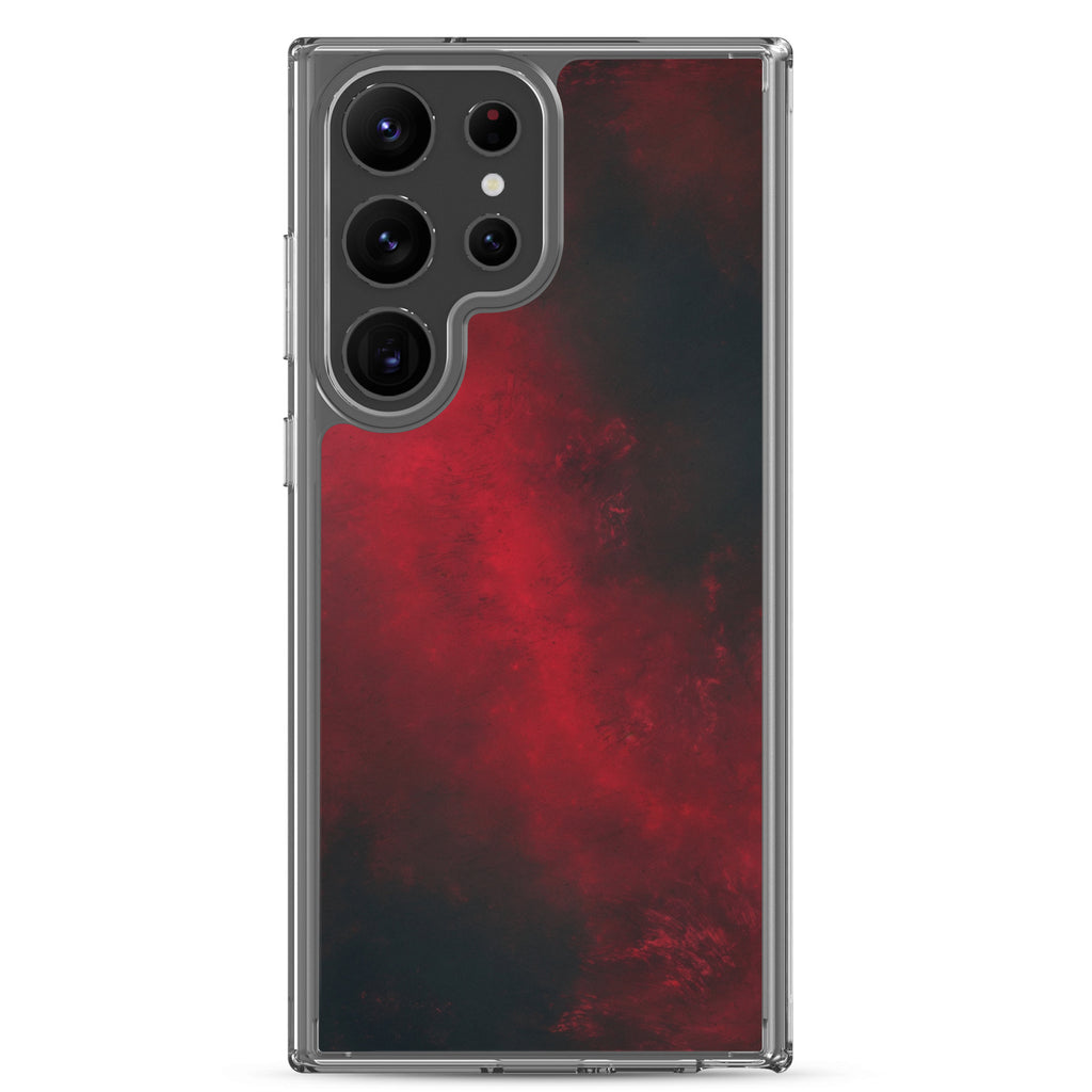 Dark Red Abstract Clear Case for Samsung Galaxy S23 Ultra – Minimalist Textured Protective Cover