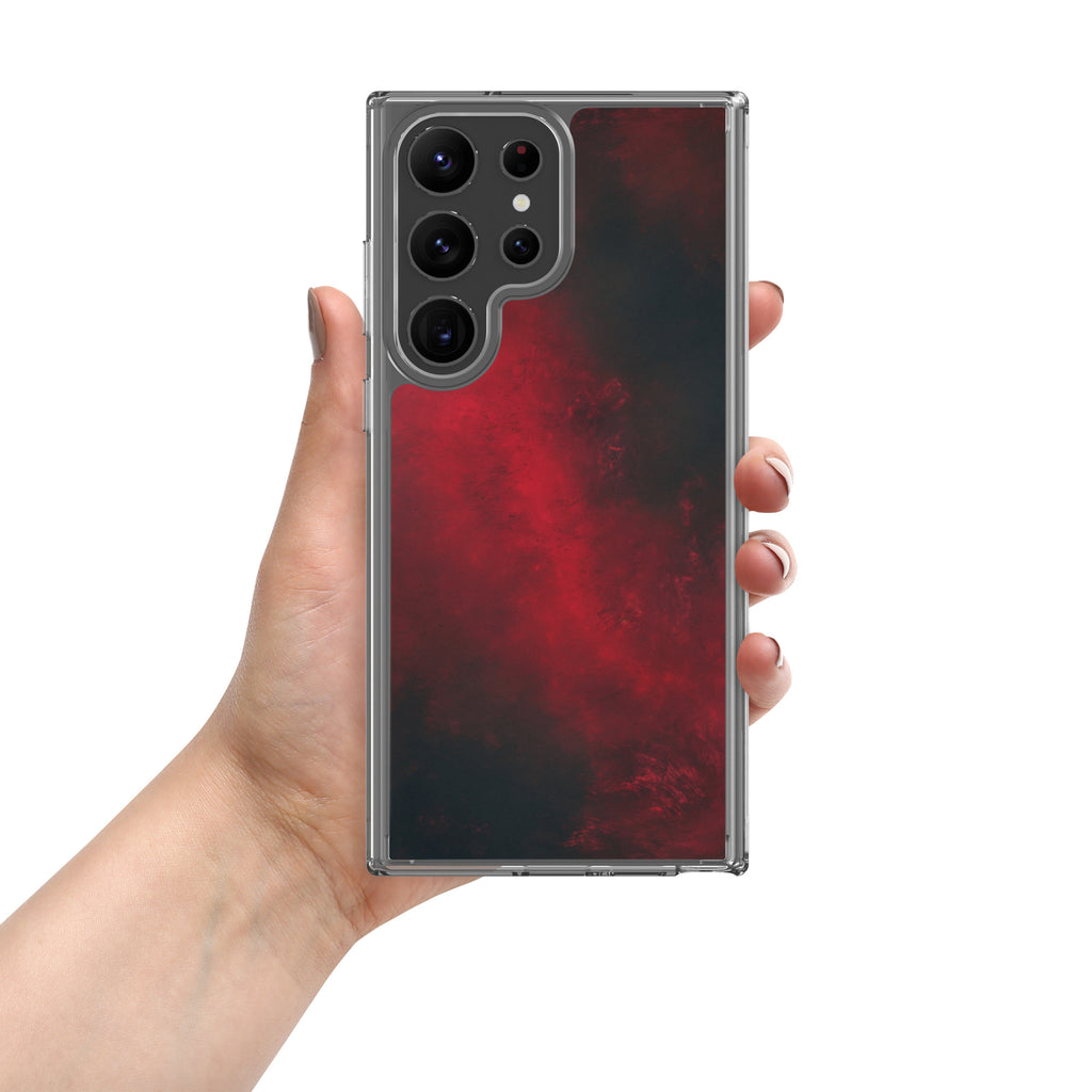 Dark Red Abstract Clear Case for Samsung Galaxy S23 Ultra – Minimalist Textured Protective Cover