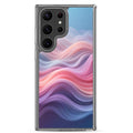 Abstract Pink & Blue Waves Dream Clear Case for Samsung Galaxy S23 Ultra – Modern Gradient Protective Cover