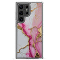Pink Marble Gold Veins Clear Case for Samsung Galaxy S23 Ultra – Elegant Stone Protective Cover