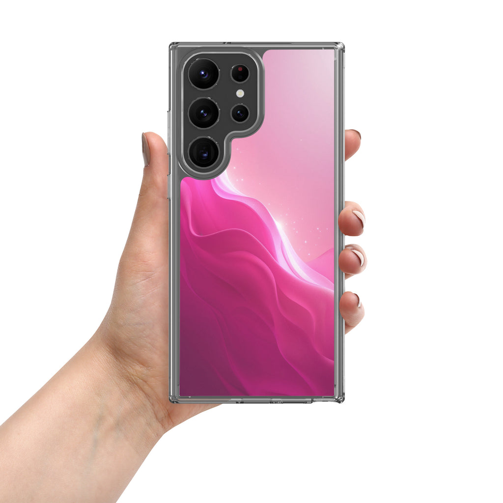 Pink Gradient Waves Dream Clear Case for Samsung Galaxy S23 Ultra – Minimal Abstract Protective Cover