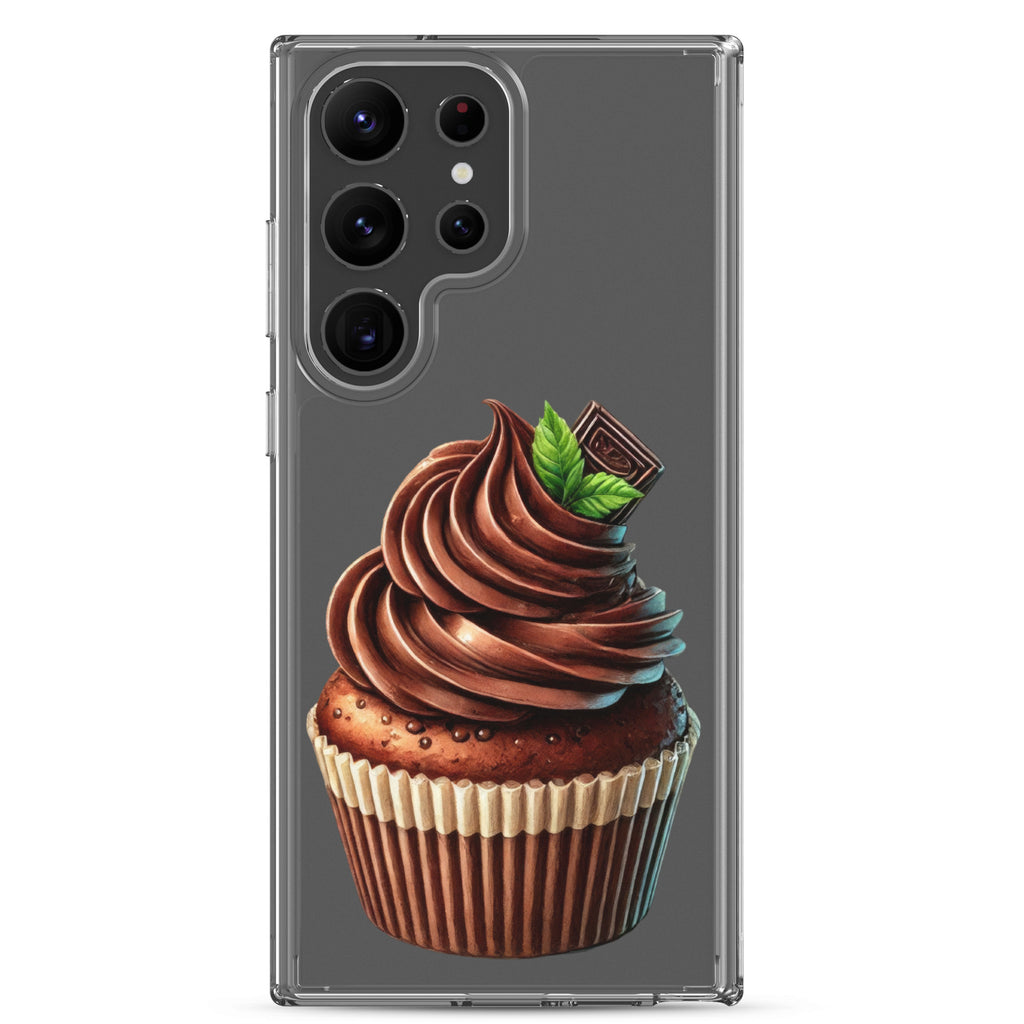 Chocolate Cupcake Clear Case for Samsung Galaxy S23 Ultra – Sweet Dessert Art Protective Cover