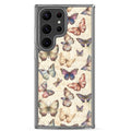 Vintage Butterfly Pattern Clear Case for Samsung Galaxy S23 Ultra – Soft Pastel Nature Protective Cover