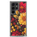 Autumn Bloom Floral Clear Case for Samsung Galaxy S23 Ultra – Warm Fall Flowers Protective Cover
