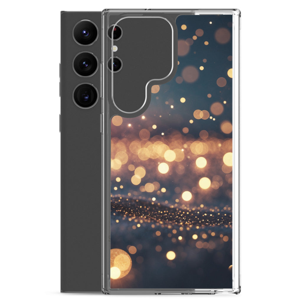 Golden Bokeh Lights Clear Case for Samsung Galaxy S23 Ultra – Elegant Glow Protective Cover