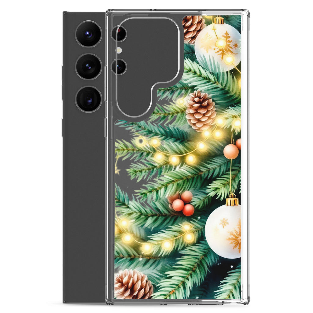 Christmas Pine Branches Clear Case for Samsung Galaxy S23 Ultra – Festive Winter Protective Cover