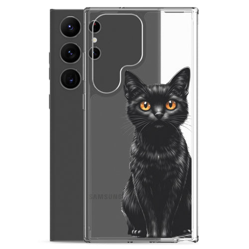 Black Cat Clear Case for Samsung Galaxy S23 Ultra – Elegant Minimal Protective Cover