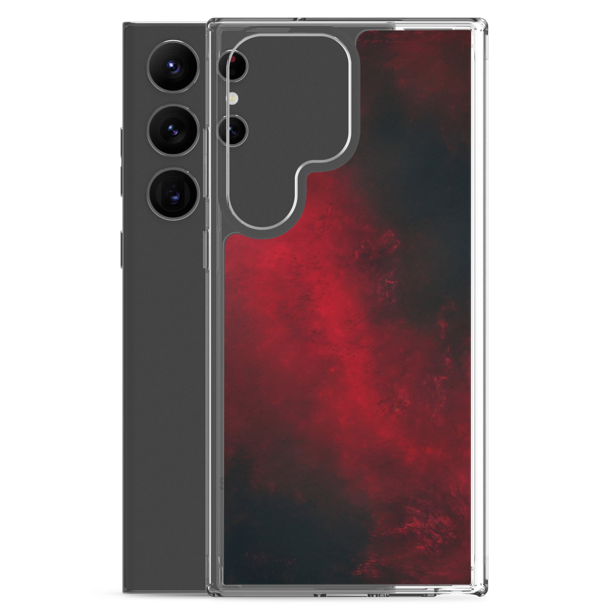 Dark Red Abstract Clear Case for Samsung Galaxy S23 Ultra – Minimalist Textured Protective Cover