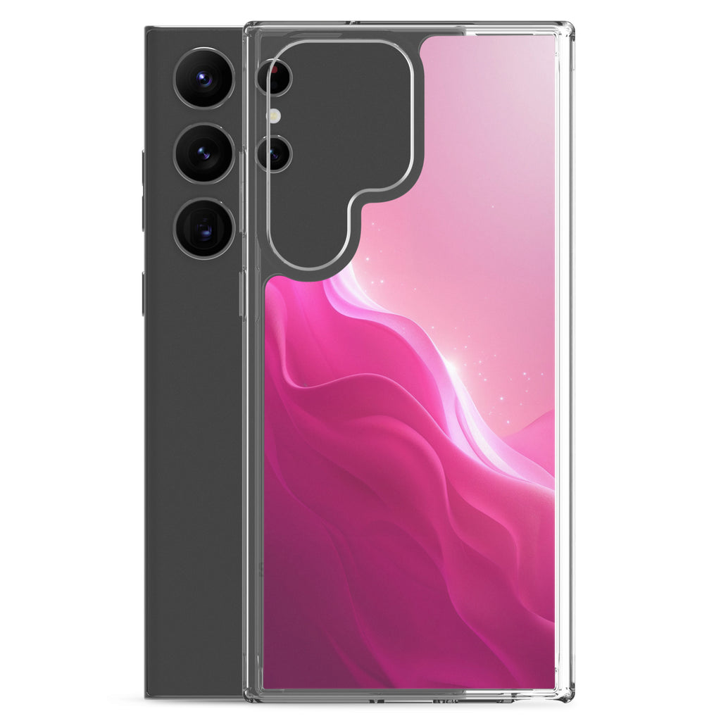Pink Gradient Waves Dream Clear Case for Samsung Galaxy S23 Ultra – Minimal Abstract Protective Cover