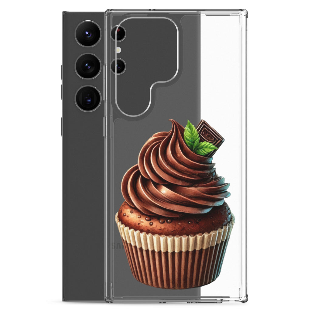 Chocolate Cupcake Clear Case for Samsung Galaxy S23 Ultra – Sweet Dessert Art Protective Cover
