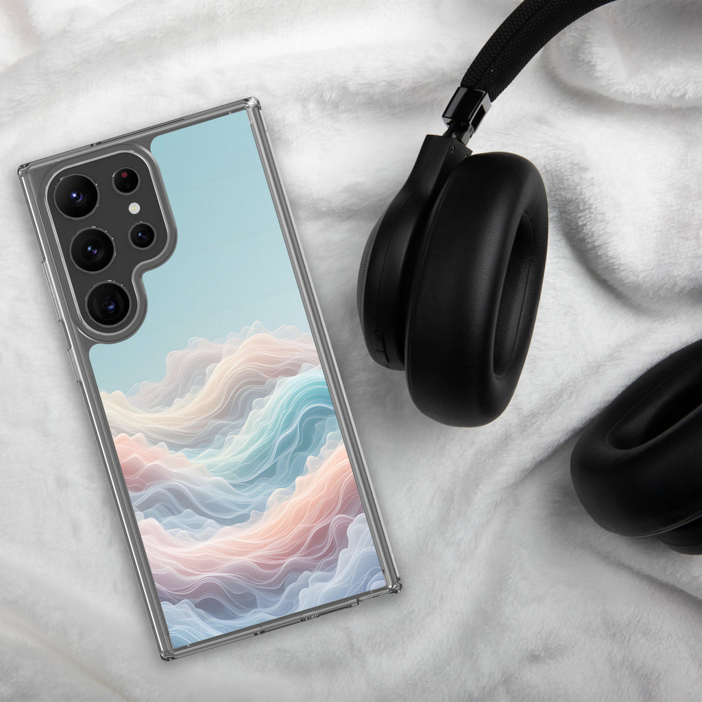 Abstract Pastel Waves Dream Clear Case for Samsung Galaxy S23 Ultra – Soft Minimalist Protective Cover