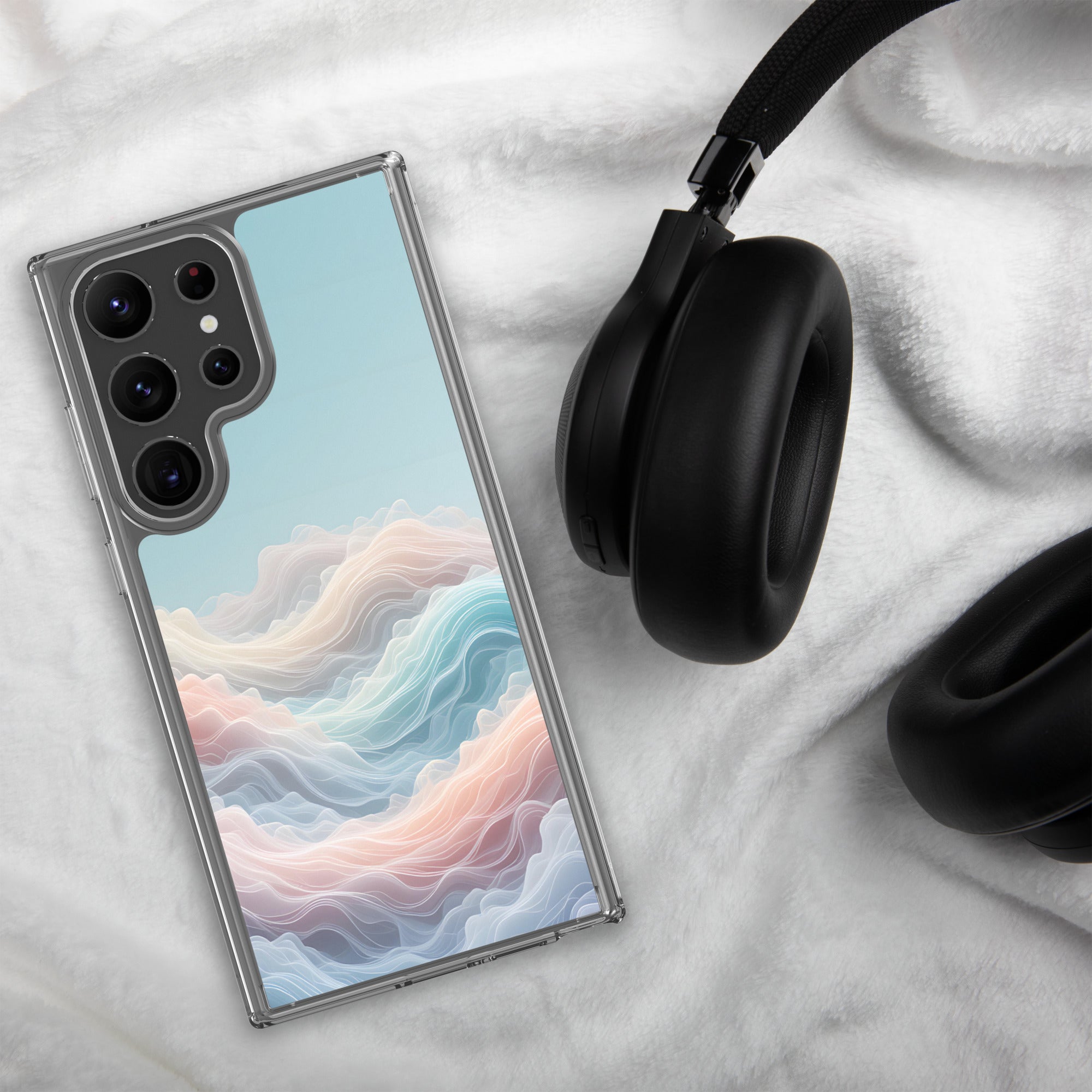 Abstract Pastel Waves Dream Clear Case for Samsung Galaxy S23 Ultra – Soft Minimalist Protective Cover