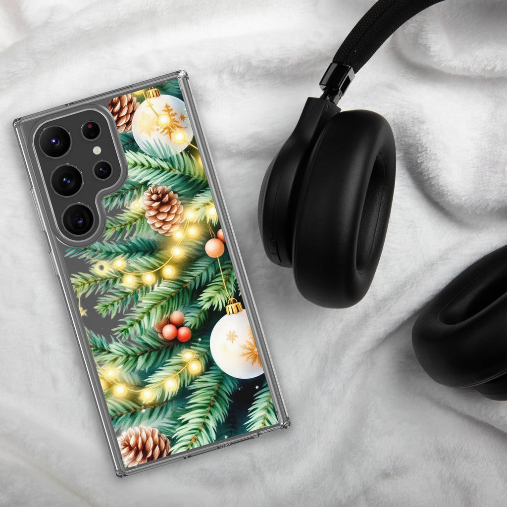 Christmas Pine Branches Clear Case for Samsung Galaxy S23 Ultra – Festive Winter Protective Cover