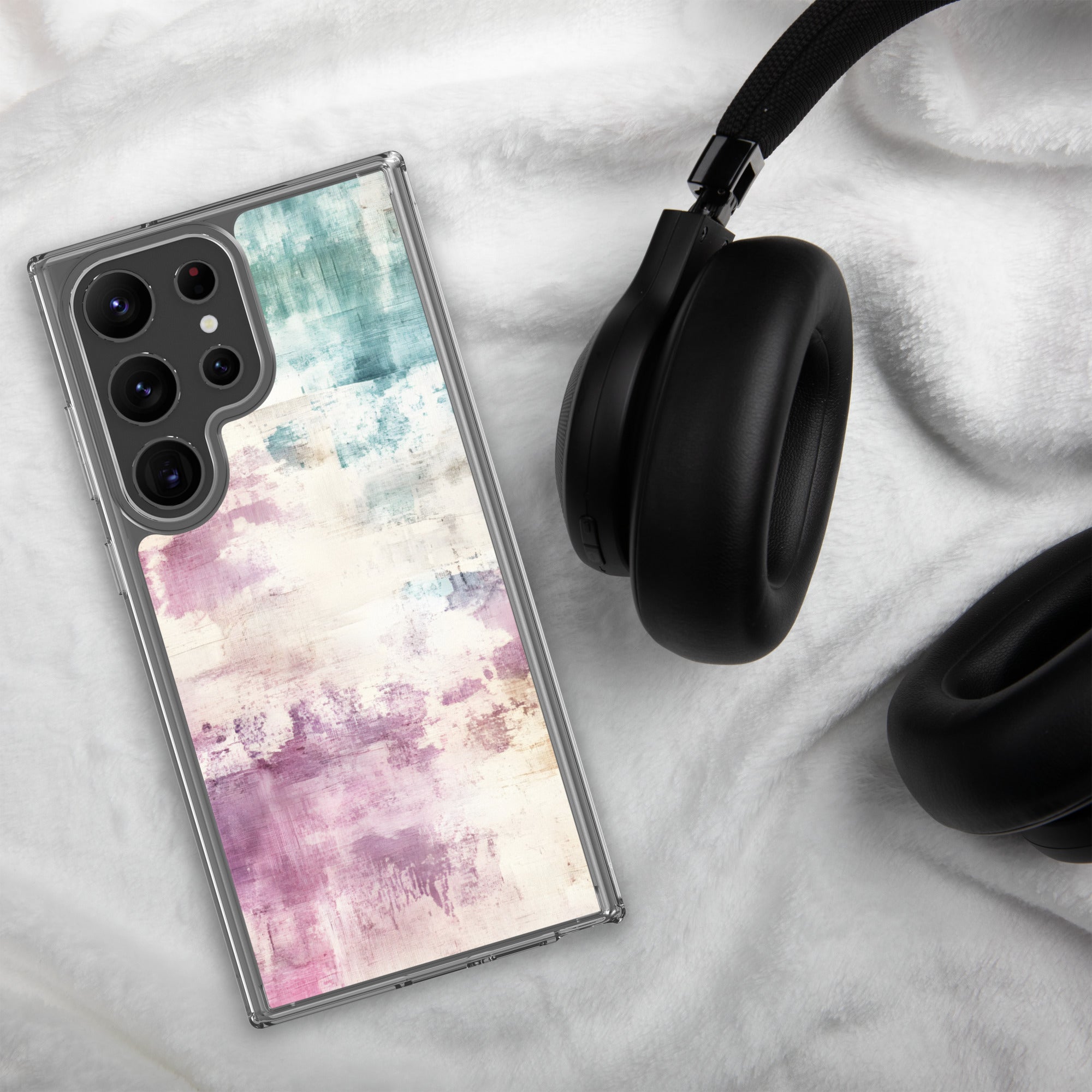 Soft Abstract Pastel Clear Case for Samsung Galaxy S23 Ultra – Modern Watercolor Protective Cover